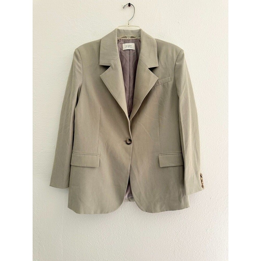NEW DISSH Zander Oversized Blazer One Button City Chic Career Tan Beige Women 2